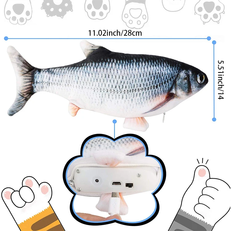 Дропшиппинг оптовая продажа 3D мягкие веселые очки плюшевая Интерактивная рыба Реалистичная электрическая мягкая рыба-кошачья мята игрушки для кошек