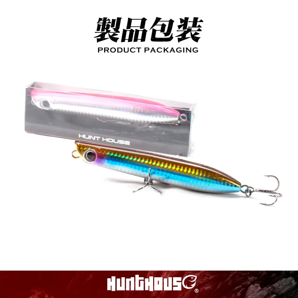 Wholesale Hunthouse Hard Plastic Fishing Bait Saltwater Topwater pencil Fishing lure 130mm/30g Pencil Bait