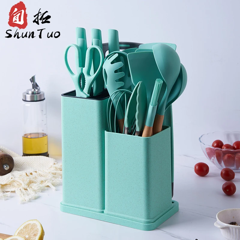 19 pcs handmade japanese chef knife set 67 layer damascus steel green kitchen knives with wooden block