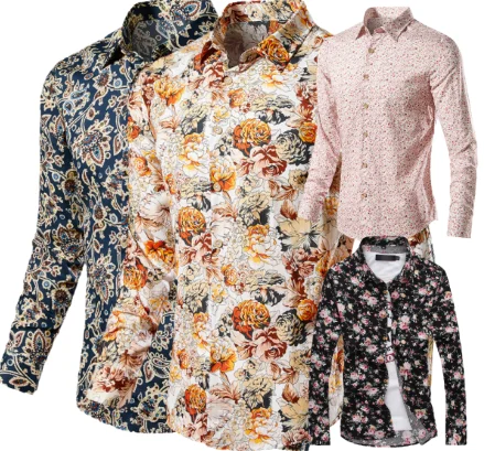 5xl в винтажном стиле; С принтом Camisa Social Формальные с длинными рукавами рубашка 2023 модные Masculina уличная одежда мужские рубашки цветочным узором