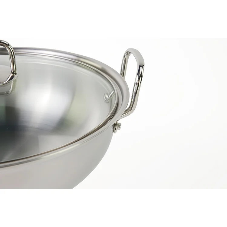Немецкая кухонная посуда кастрюля для ВОК из нержавеющей стали глубокая китайская вок с двойной ручкой кастрюли приготовления пищи