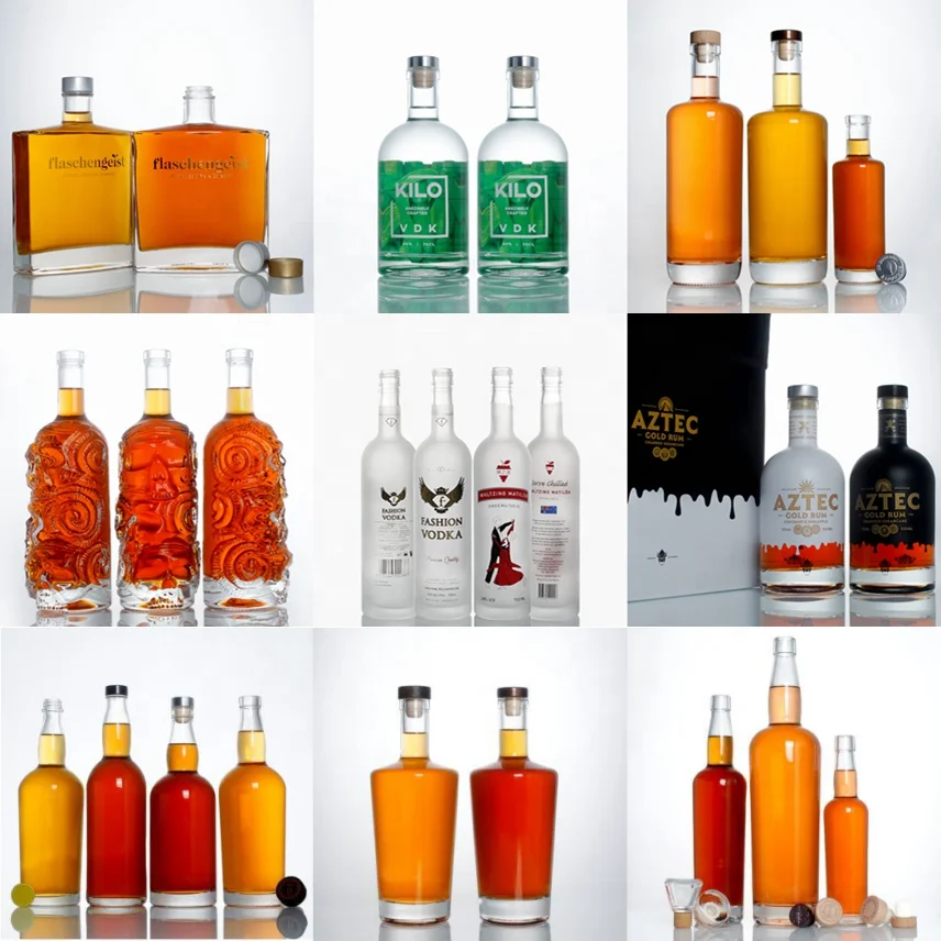 Custom OEM ODM liquor extra flint 75 cl 750 ml square glass whiskey brandy rum bottle