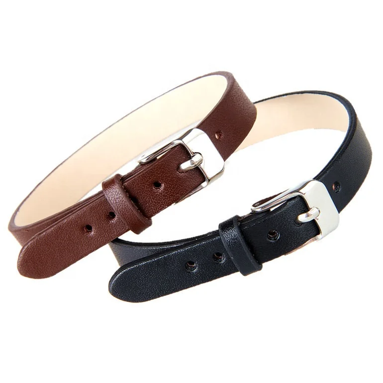 Wholesale Men and Women Silver Plated Stainless Steel Clasp Real Genuine Leather Bracelets