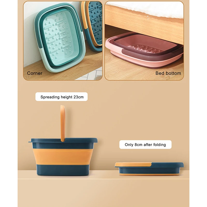 15L Folding Foot Bath Bucket Household High Calf Barrel Travel Portable Footbath Massage Foldable Feet Bath Basin