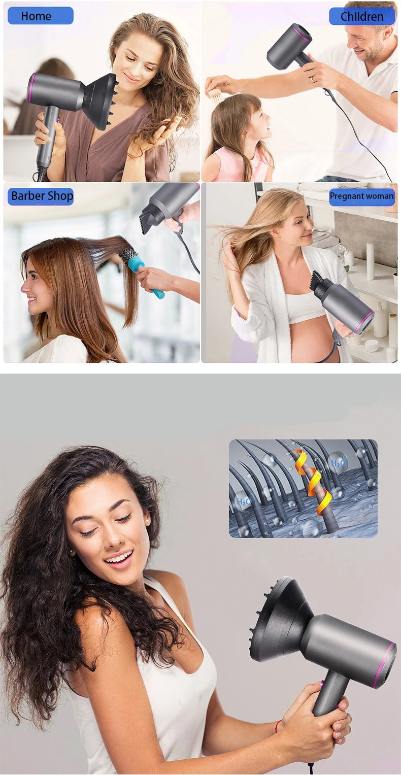 Высокоскоростной ионный фен для волос мощный Фен Secador De Pelo Профессиональный отрицательный высокоскоростной бесщеточный двигатель