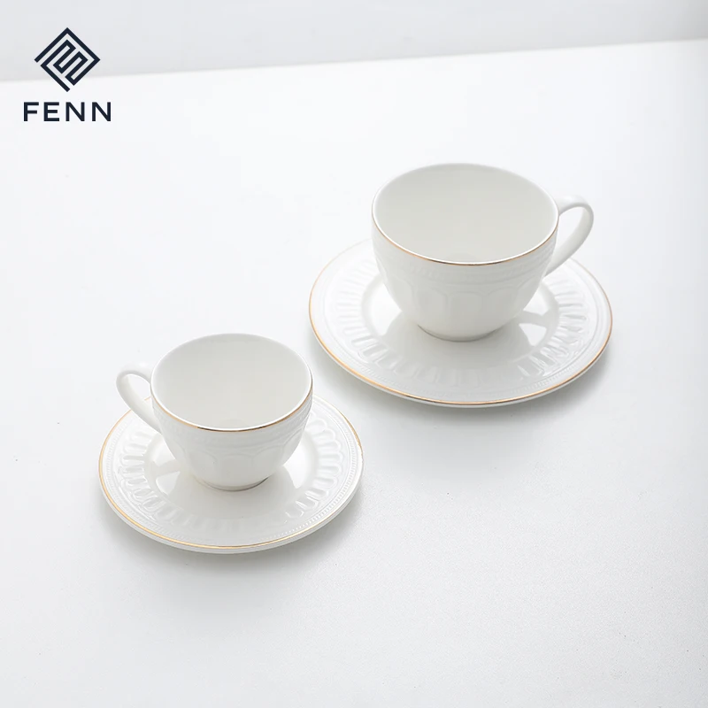 Оптовая продажа, кофейный чайный набор белого цвета, керамическая кофейная чашка и блюдце