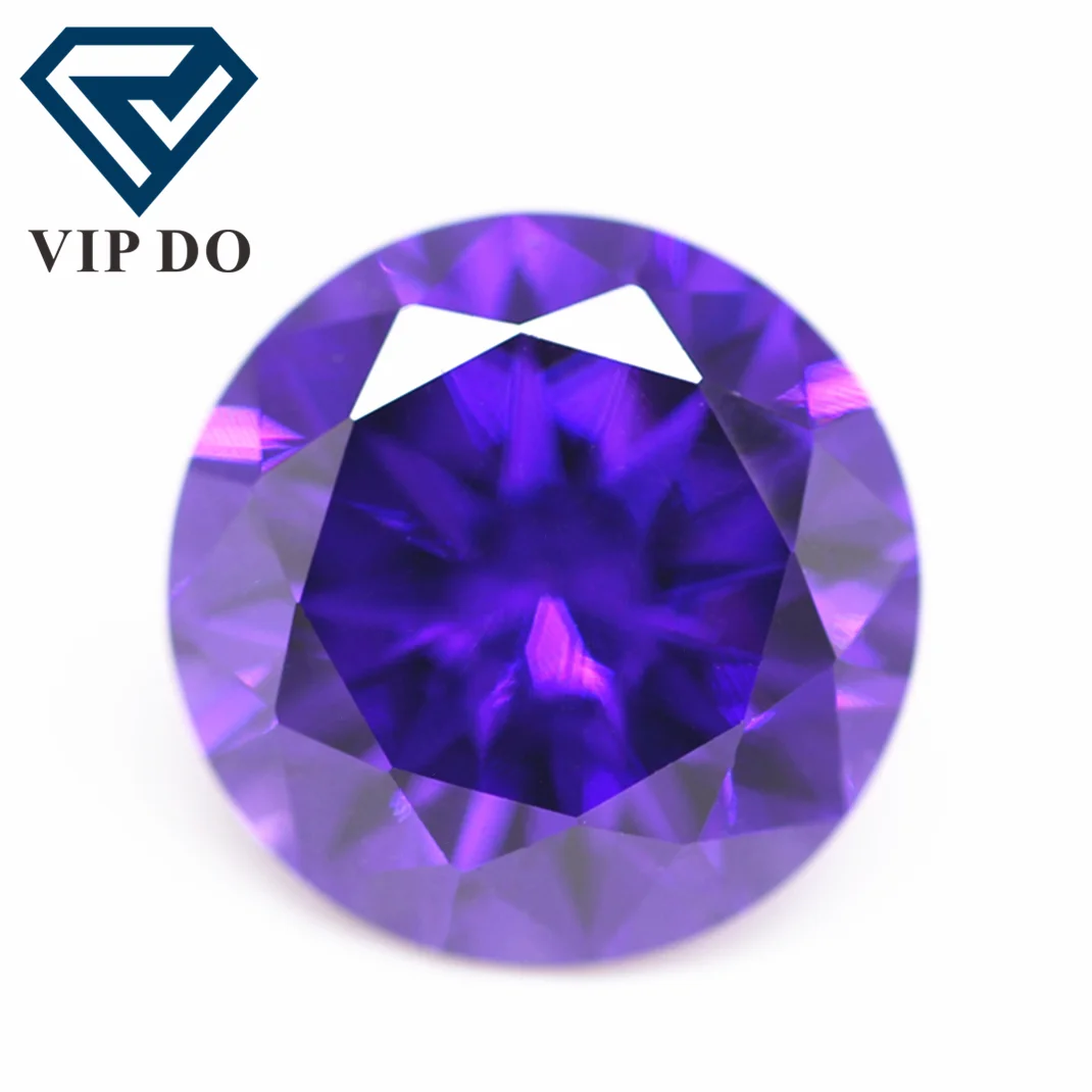 0.8mm-20mm 5A quality round European machine cut violet/dark violet cubic zirconia loose gemstones synthetic violet CZ stones