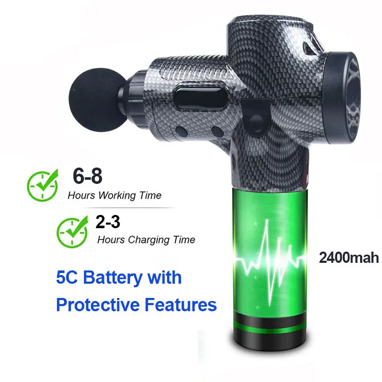 
deep tissue heating high rpm massage gun 2400mah machine 30 speed carbon 16 mm amplitude 