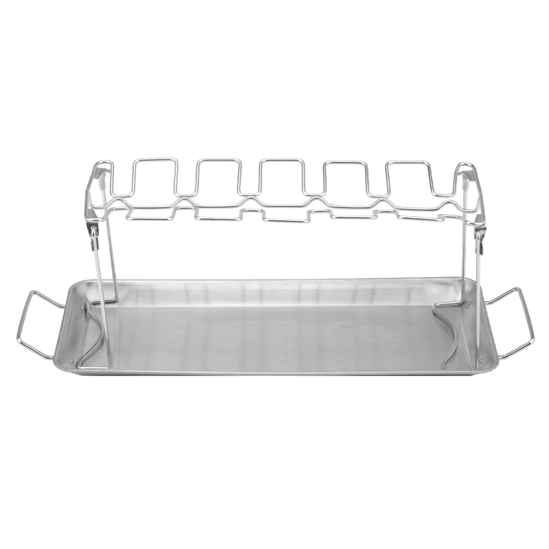 Oven Accessories Stainless Steel Chicken Leg & Wing Grill Rack With Metal Drip Tray Grill Chicken Wings Roaster