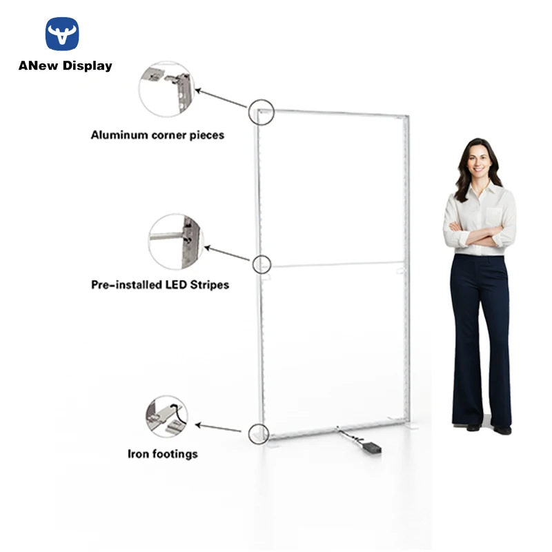 A-New Aluminum Exhibition Lightbox with Double Side Printing  Customizable Portable Factory Direct Easy to Assemble
