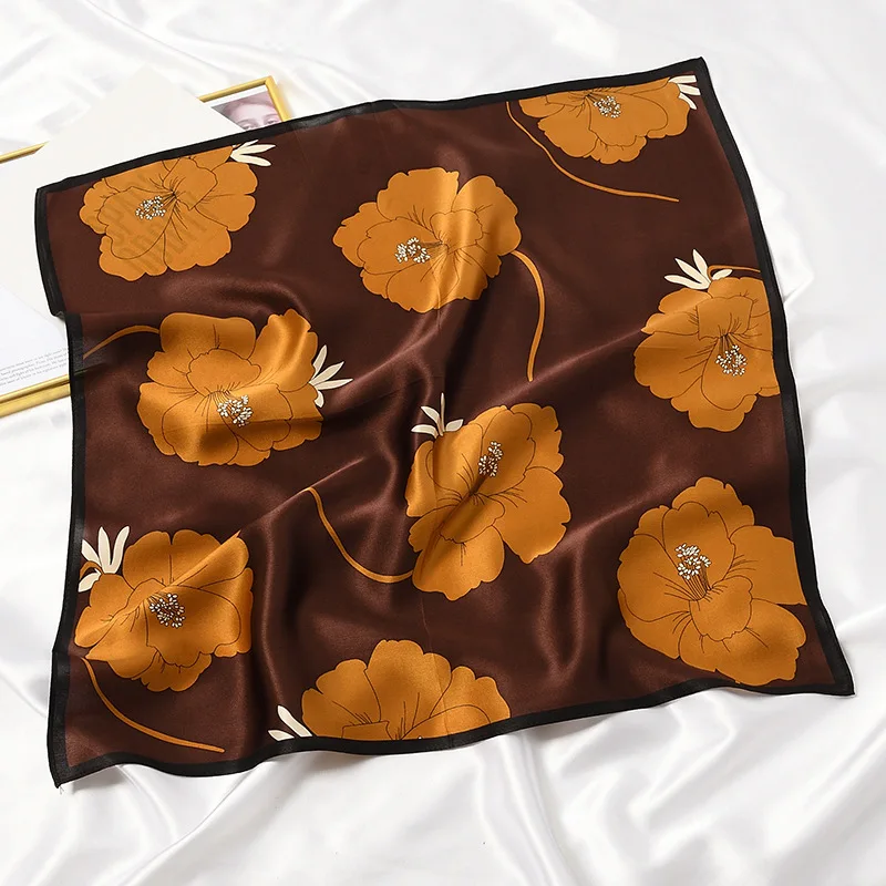 Wholesale Custom Printed Logo Digital Printing Mulberry Women Ladies Scarves Head Wrap Square Satin Silk Scarf