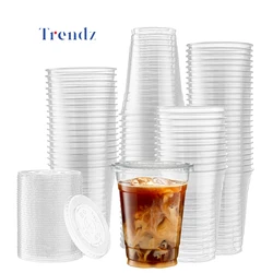 14oz 16oz 20oz 24oz Logo Custom Printed Clear PLA PET PP Drink Bubble Tea Disposable Plastic Cups Coffee Cup With Lids