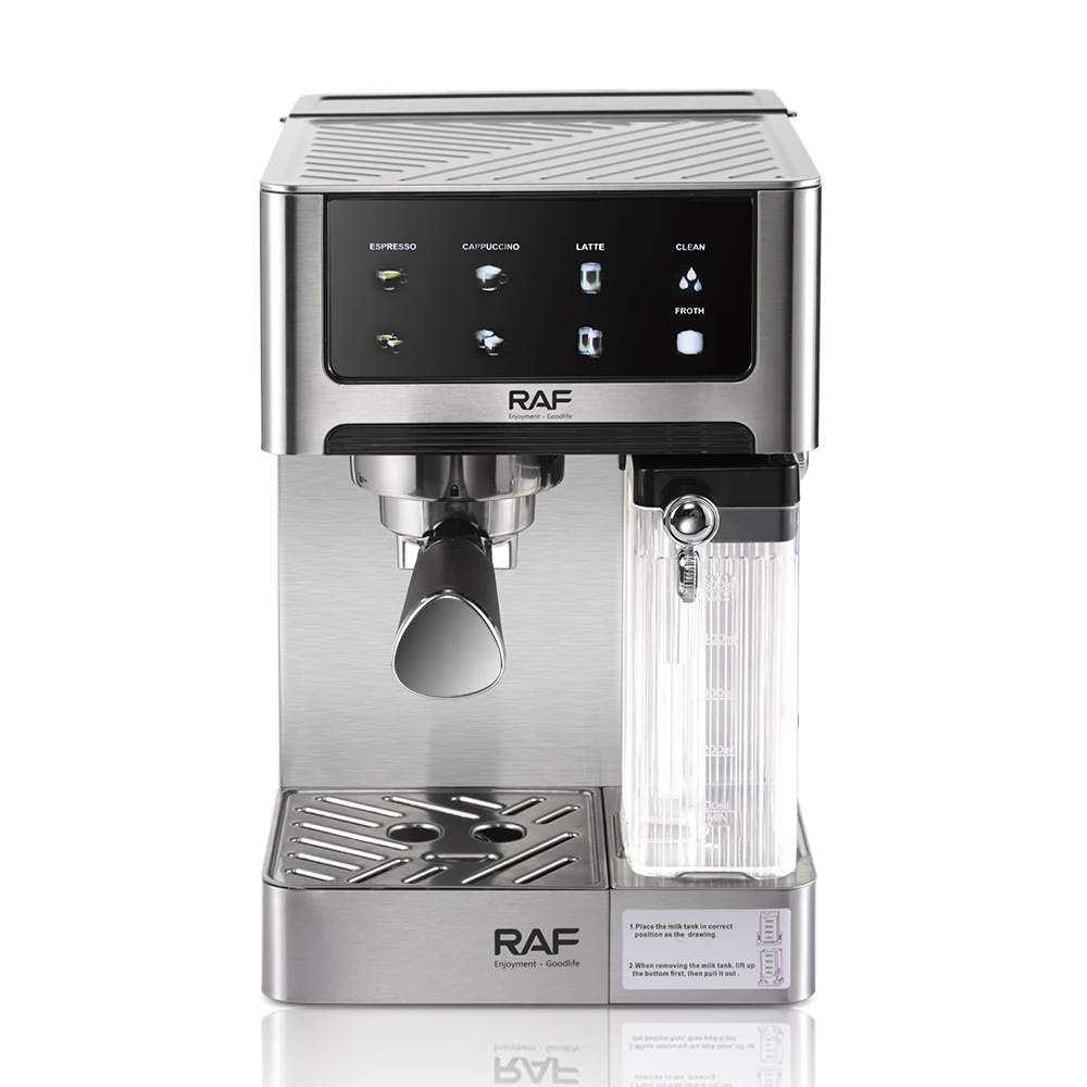 RAF Home Use 1350W 1.8L Stainless Steel Espresso Coffee Maker with 8 Kinds of Coffee Choices