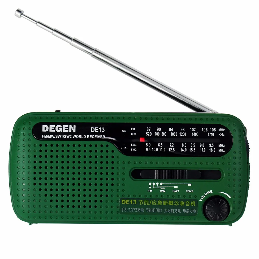 DEGEN DE13 FM AM SW Radio Crank Dynamo Solar Power Emergency Retro Radio A0798A World Receiver Portable Internet Radio