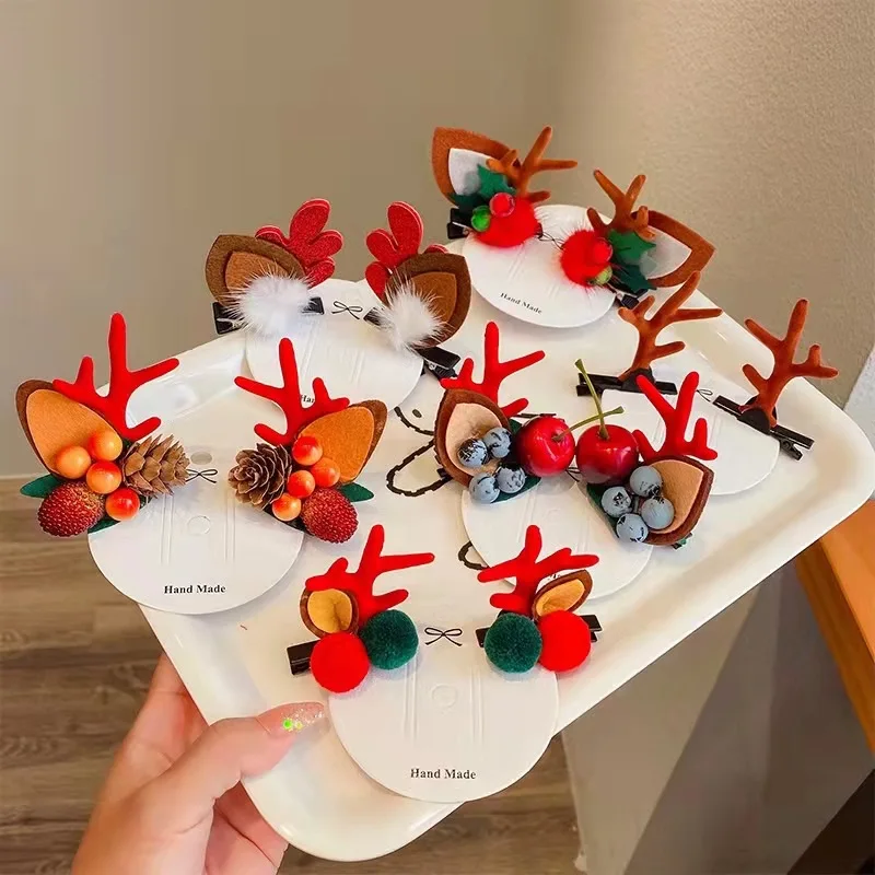 Deer Horn Christmas Hairclips Hair Accessories Party Jewelry Elk Hairpins Bell Hair Clip Antler Christmas Headbands For Women