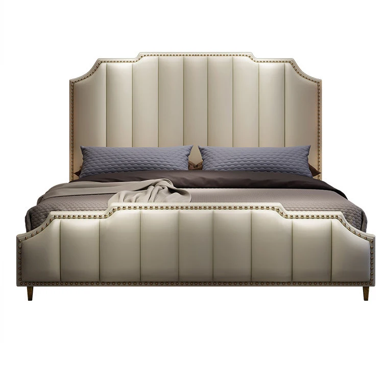 Bedroom Furniture Full Size Wooden Bed Frame Queen Double Size Platform Fabric Upholstered Bed