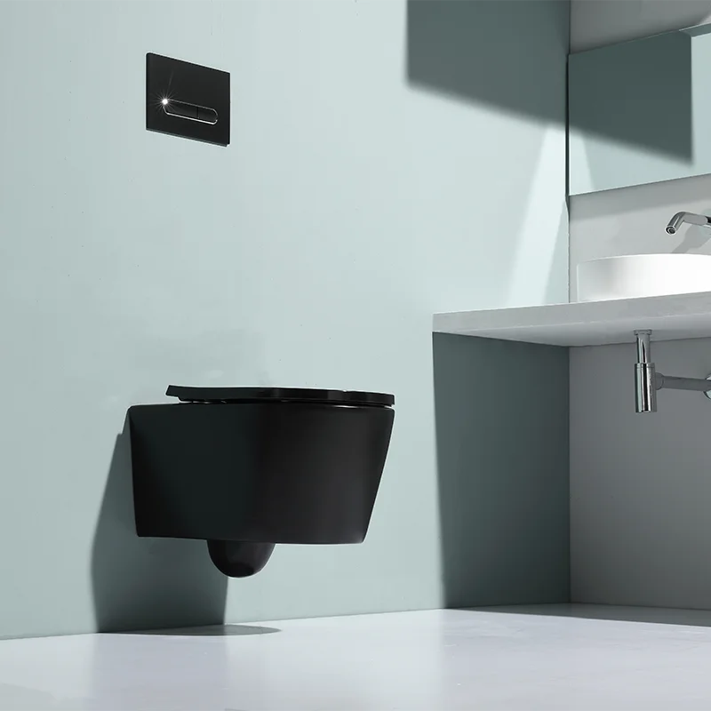 china factory matte black color wall hung toilet rimless toilet suspendus toilette wc