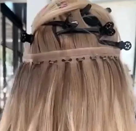 Wholesale Cuticle Aligned Hole PU Weft Double Drawn Russian Virgin Human Hair Butterfly Weft Hair Extensions