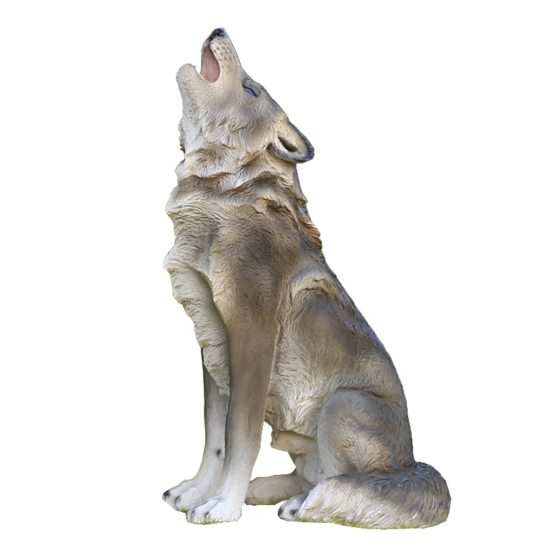 Custom Animal Craft Statue Garden Decoration Ornament Fiberglass Resin Glowing Wolf Sculpture