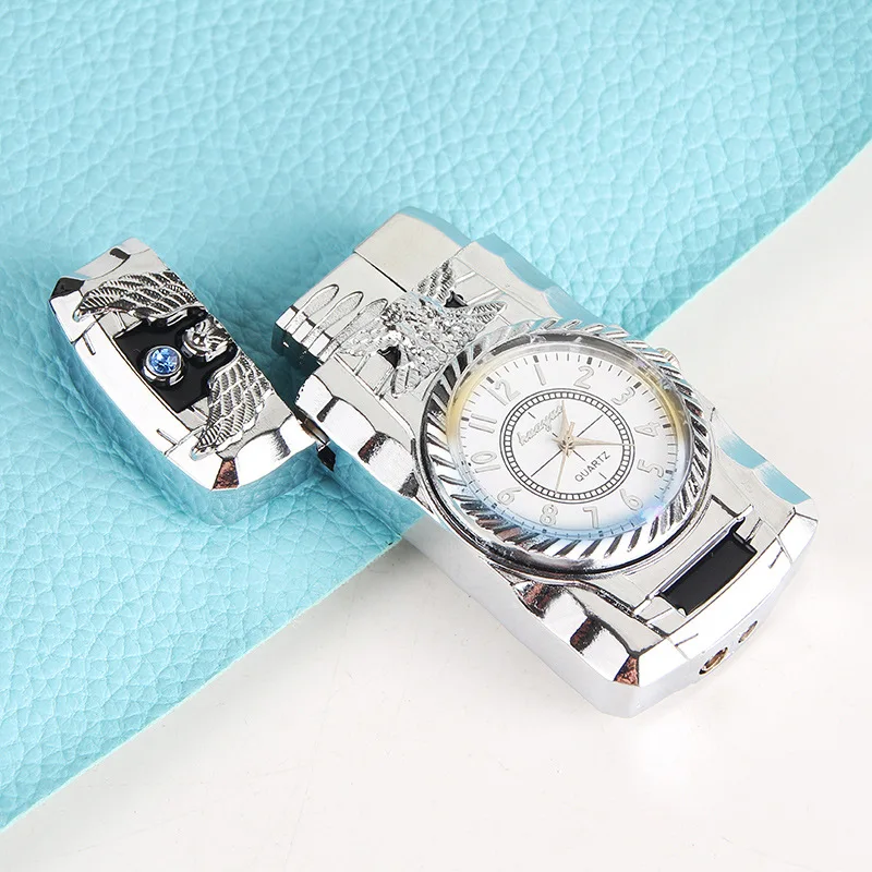 multifunctional Fashion Watch Lighters Cigarette Custom Wholesale Windproof Clock Men Metal Cigar Lighter with Watch