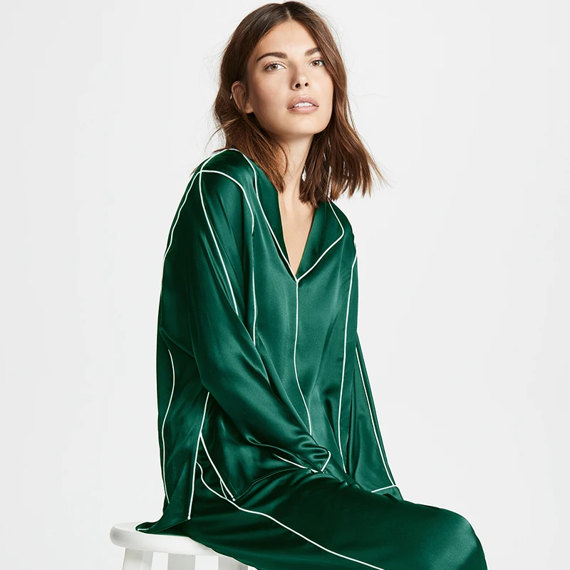 Luxury Custom Long Sleeve Cozy Silk Pyjamas Sleepwear Outfit Winter Silk Pyjamas For Women Set