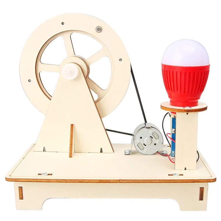 STEM Assemble Wooden Intelligent Science Kits Children Homemade Hand Generator Wood DIY Educational Physics Toys