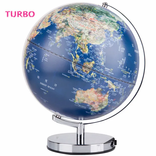 Handmade 100% Brand New Office Decor OEM geography educational led lighted stainless steel world globe decorative ball light