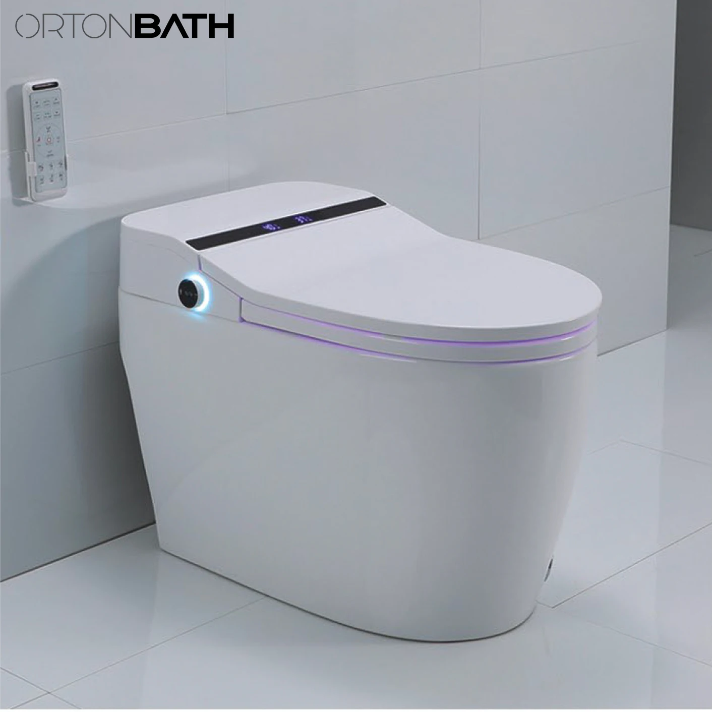 ORTONBATHS bidet function, Close Lid Blackout Flush Foot Kick Auto Flush  Tankless One Piece Toilet for Bathroom (Tankless)