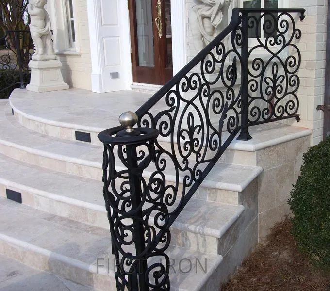 Outdoor deck porch railing waterproof anti rust wrought iron stair railings