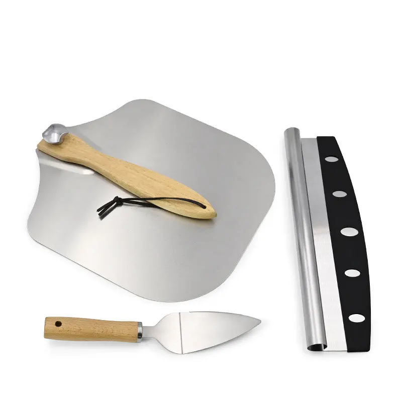 Household pizza Baking tools set Foldable Handle Pizza Shovel Aluminum Alloy Metal Non Stick Pizza Peel Paddle Cutter