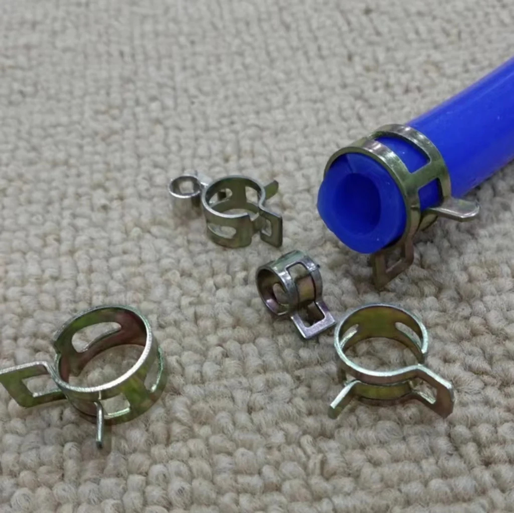 15mm Diameter Heavy Duty Zinc Plated Steel Loop Spring Band Type Squeeze Fuel Hose Clips Self Clamping Double Wire Clamp