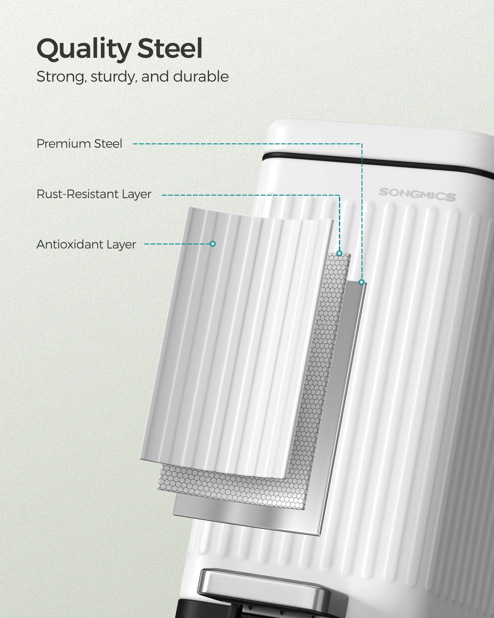 SONGMICS slim 10 L Rubbish Can  Waterproof Dustbin Home Garbage Bin foot step pedal  trash can