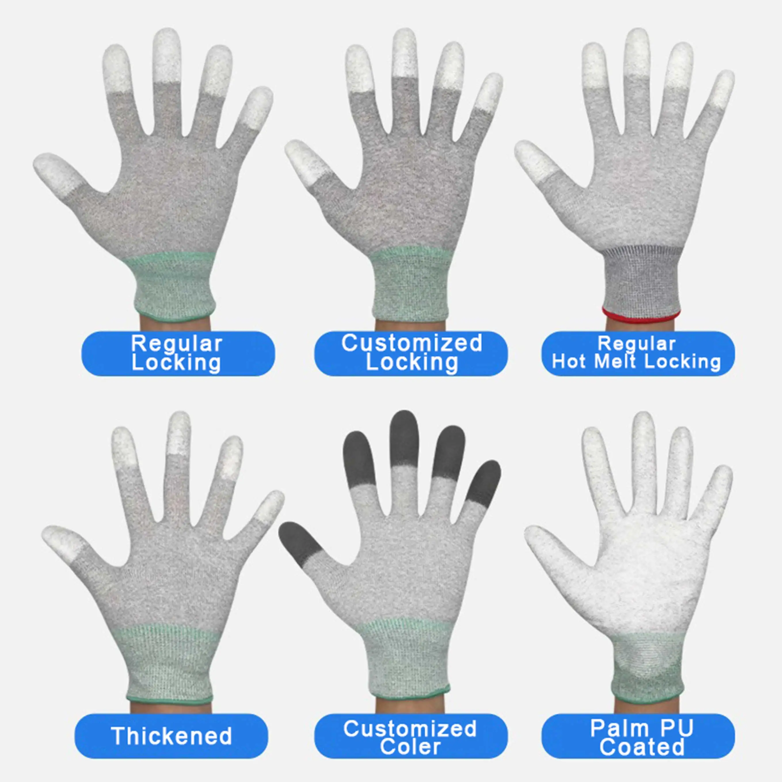 SKPURE  Palm Coated Nylon PU Gloves Polyurethane Palm Fit Safety work Gloves for Work