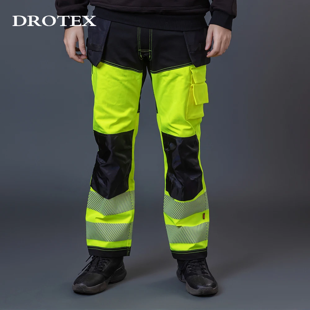 Стрейчевая рабочая одежда для техников из полиэстера Cordura Hi Vis огнестойкие брюки с большими карманами