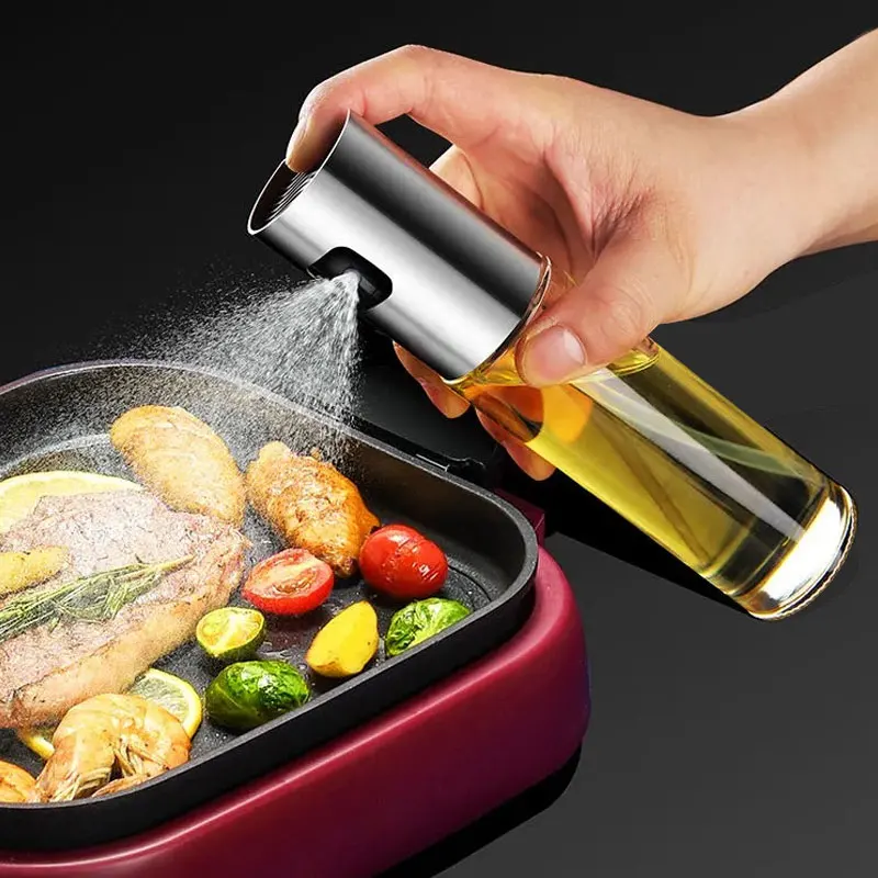 Kitchen Stainless Steel Olive Oil Sprayer Bottle Pump Oil Pot Leak-proof Grill BBQ Sprayer Oil Dispenser BBQ Cookware Tools