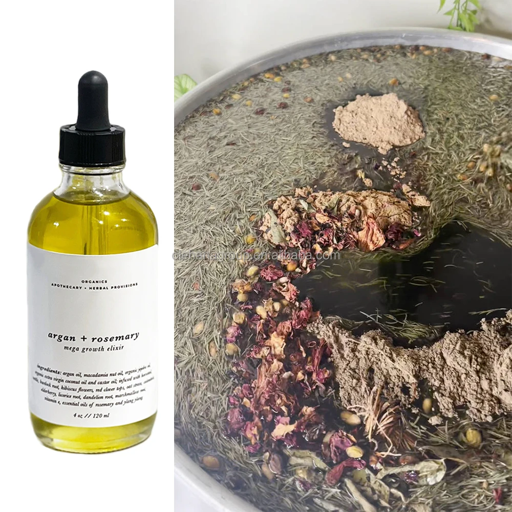 12 Herbs Blend Argan Rosemary Oils Mega Growth Elixir Natural Organic Hair Treatment Rosemary Oil for Hair Growth