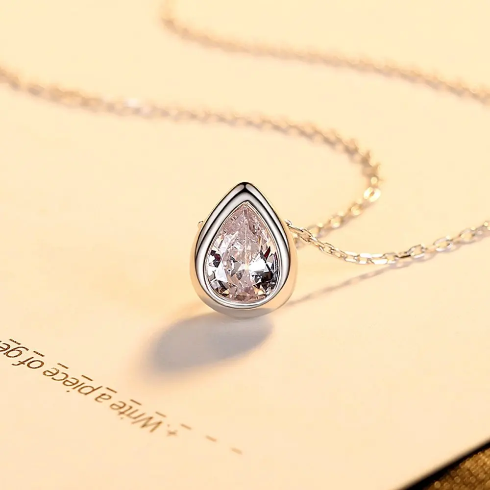 S925 Sterling Silver Droplet Shape Zircon Light Luxury Japanese and Korean Simplicity Chain for  Women Necklaces With Names