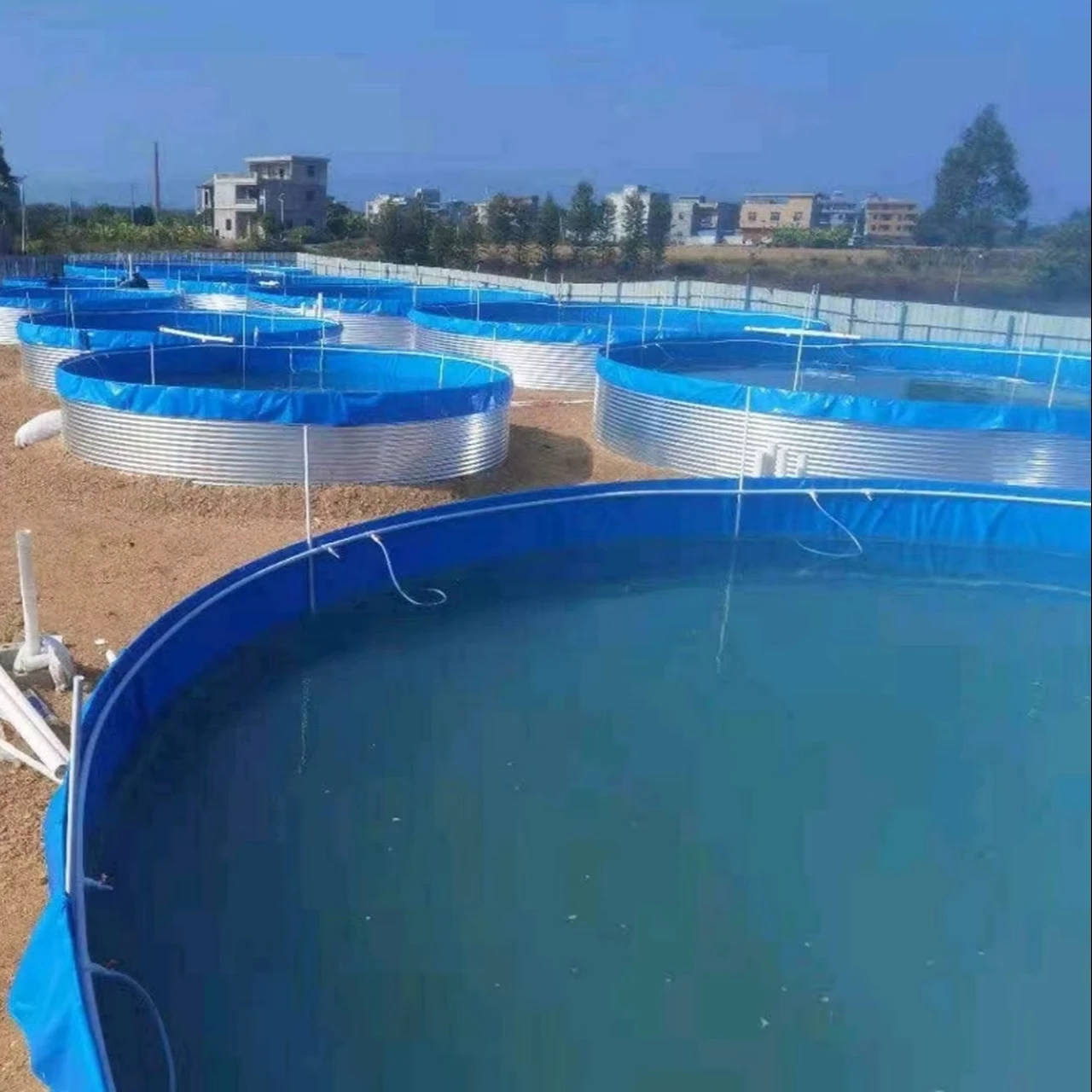 Factory wholesale Easy to Install Large Round PVC Tarpaulin Aquaculture Tilapia Ras System Fish  Farming Tank