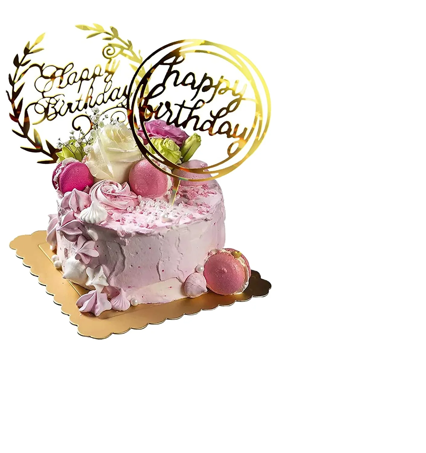 Acrylic Glitter Gold Cake Topper Toppers Happy Birthday Decoration Party Supplies Various Cupcake Decor