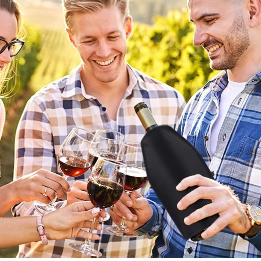 Custom printing champagne bottle ice gel cooler,reusable bottle cooling sleeve