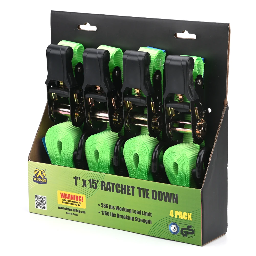 ratchet straps tie down 25mm 800KG 4PK retractable ratchet tie down straps