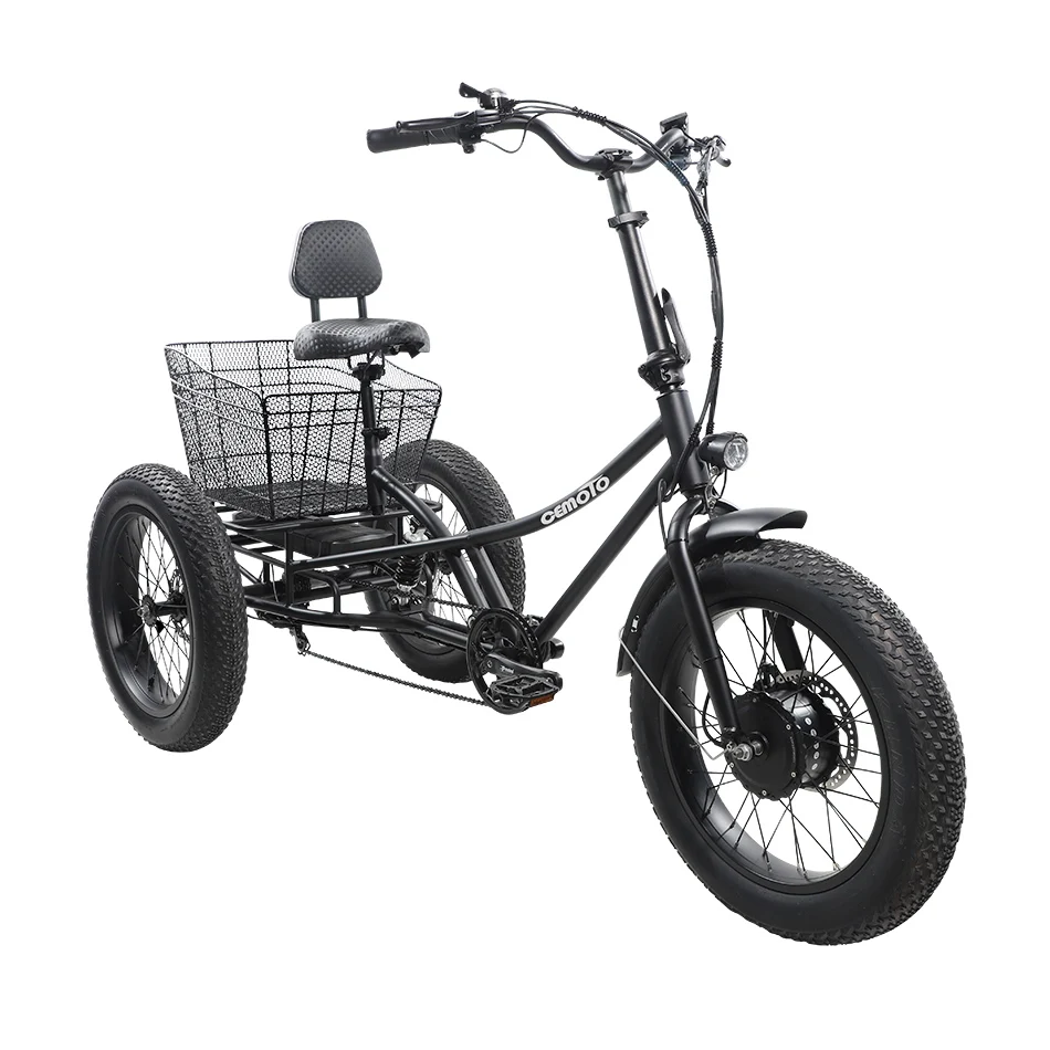 Новый мобильный полулежачий подвесной грузовой литиевый аккумулятор CEMOTO 20 дюймов Электрический трехколесный велосипед с толстыми шинами для ухода за пожилыми людьми