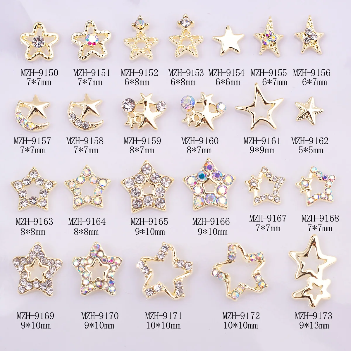 New Pentagram Nail Art Decoration DIY Hollow 3D Nail Accessories Alloy Star Nail Diamond Accessories