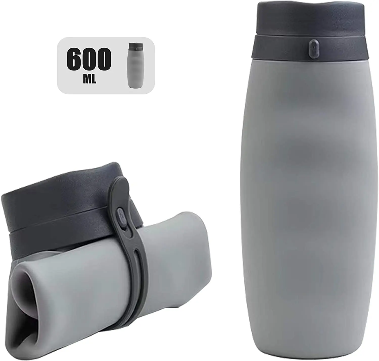 Wholesale Cheap Travel Camping Folding Silicone Water Bottle Foldable Accordion Silicone Folding Collapsible Water Bottle