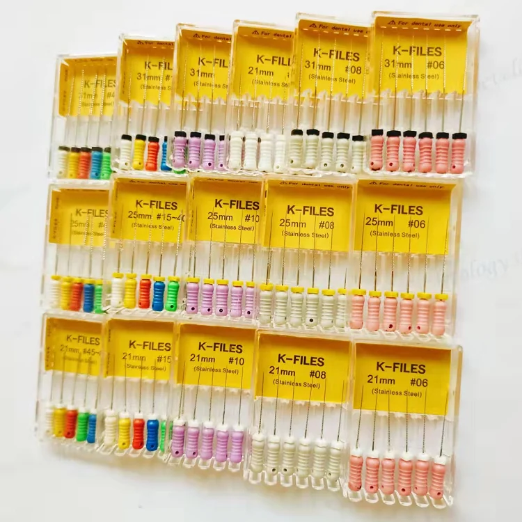 Dental consumables endo files 21mm 25mm 31mm stainless steel endo root cannal treatment K files for hand use