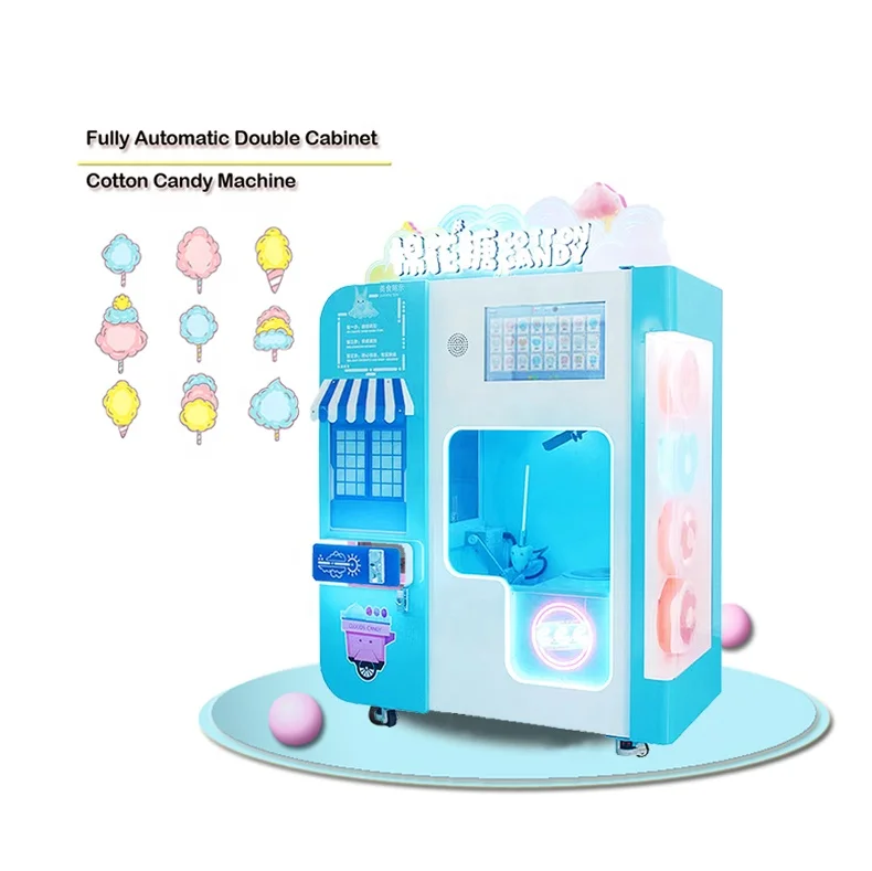 Professional Sweet Sugar commercial Cotton Candy Floss Vending Machine Full Automatic For Sale Cotton Candy