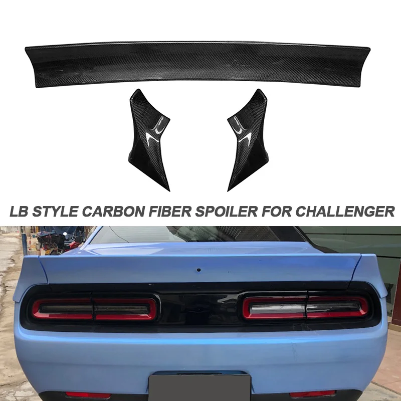 LB Style 3K Real Carbon Fiber Rear Spoiler For Dodge Challenger FRP Ducktail Trunk Wing Body kits Car Parts