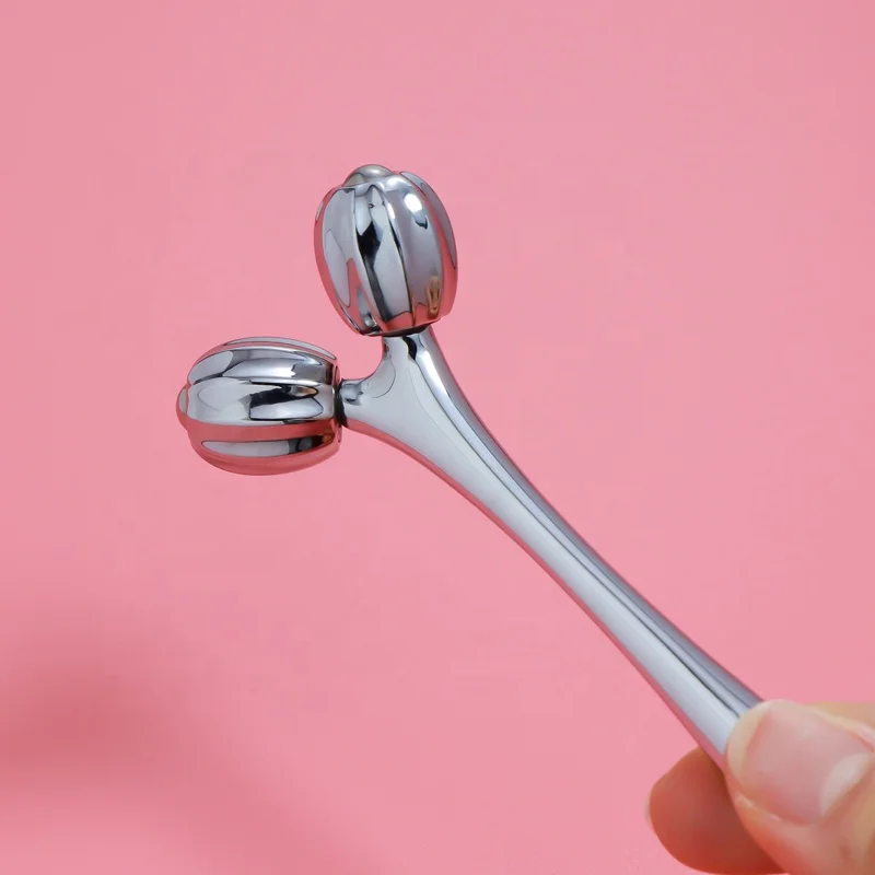 Wholesale V face lifting cosmetic massage handheld y shape facial 3d rolling massager with pumpkin balls