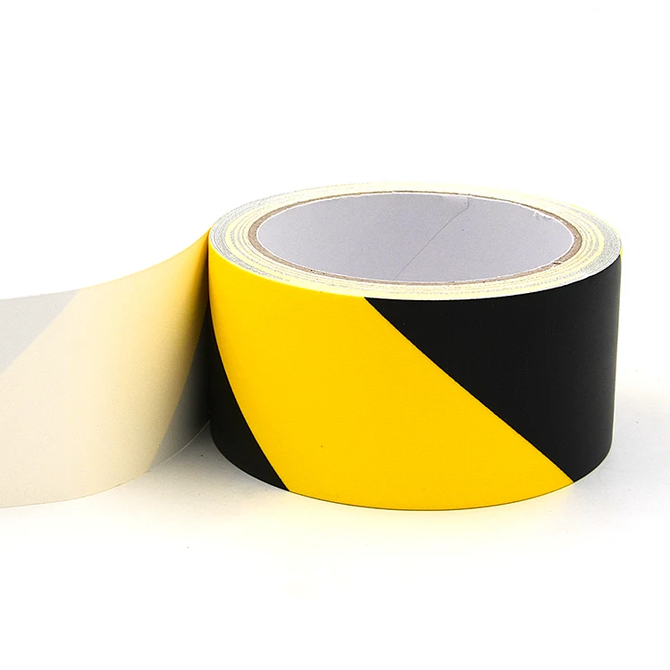Black yellow stripe floor marking warning cloth hazard duct tape for underground marking