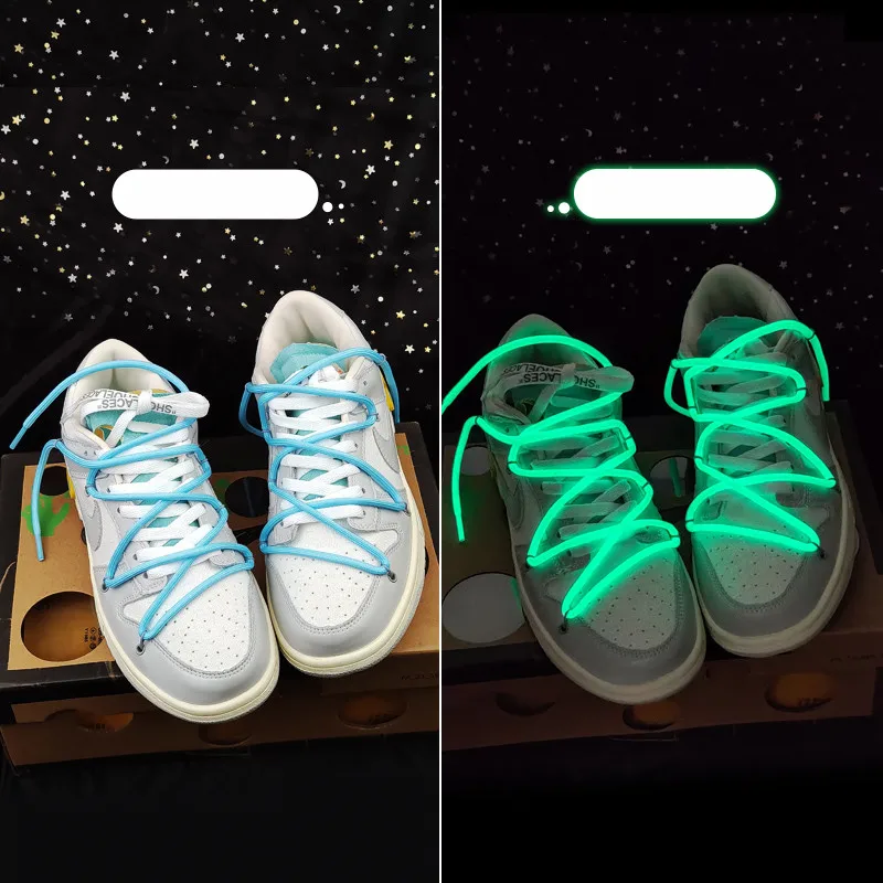 Yrunfeety Shoe Laces 4.5MM Round Luminous Shoelaces Fluorescent Shoe Laces Glow in the dark Shoe Lace  8 Colors Neon Shoelaces